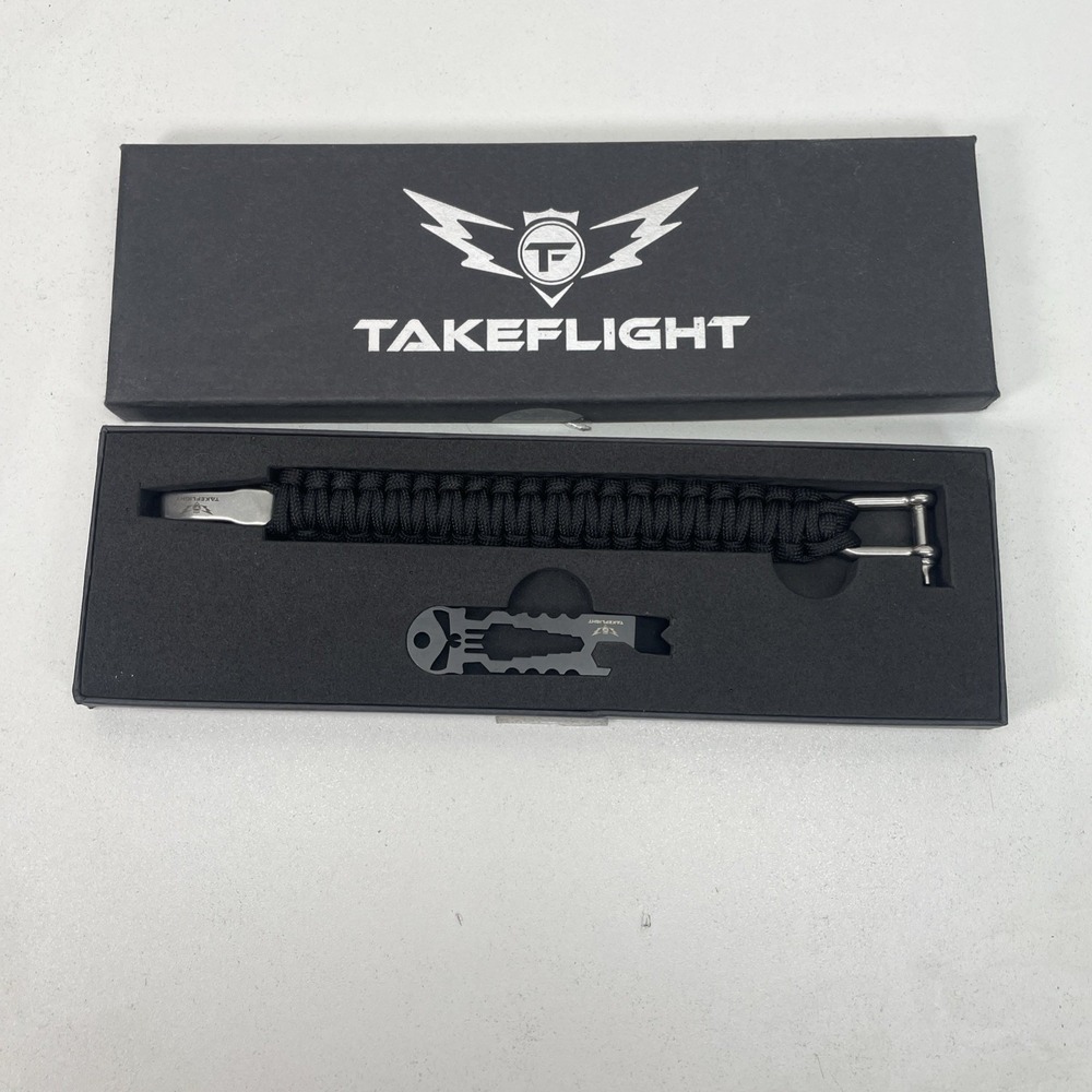 TakeFlight Everyday Carry Kit 3 Paracord Survival Bracelet Multi-Tool Set Black
